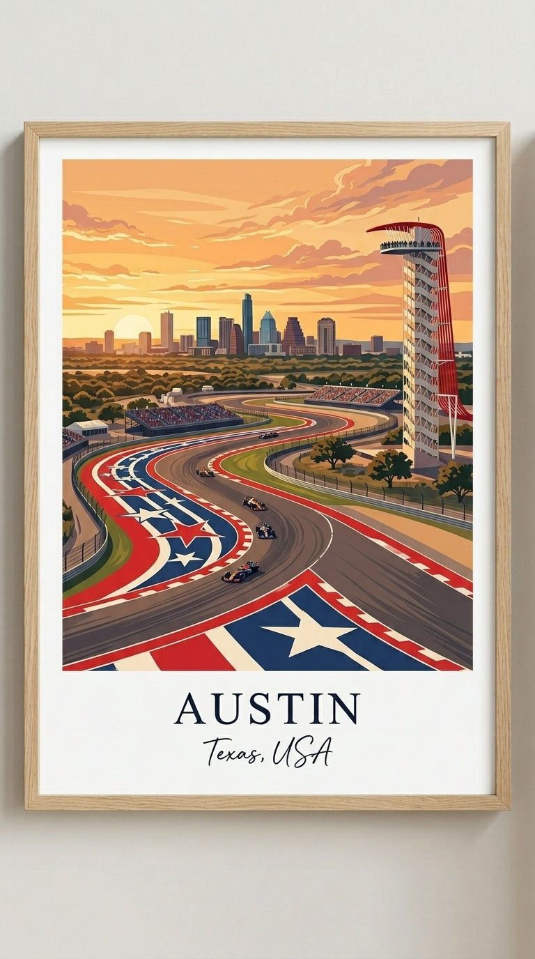 Austin USA Racing Circuit Wall Art Print