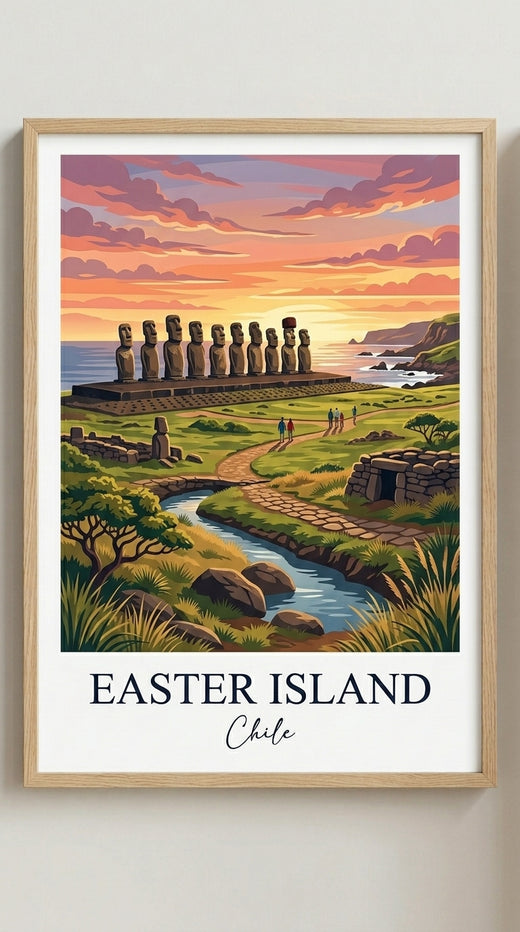 Moai Statues Travel Wall Art Print