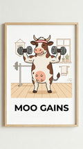 Moo Gains Animal Wall Art Print