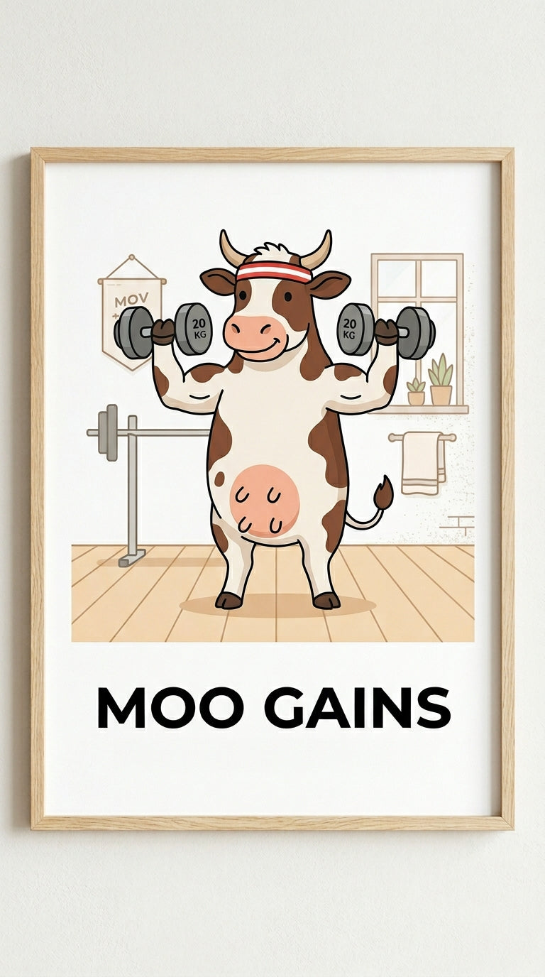 Moo Gains Animal Wall Art Print