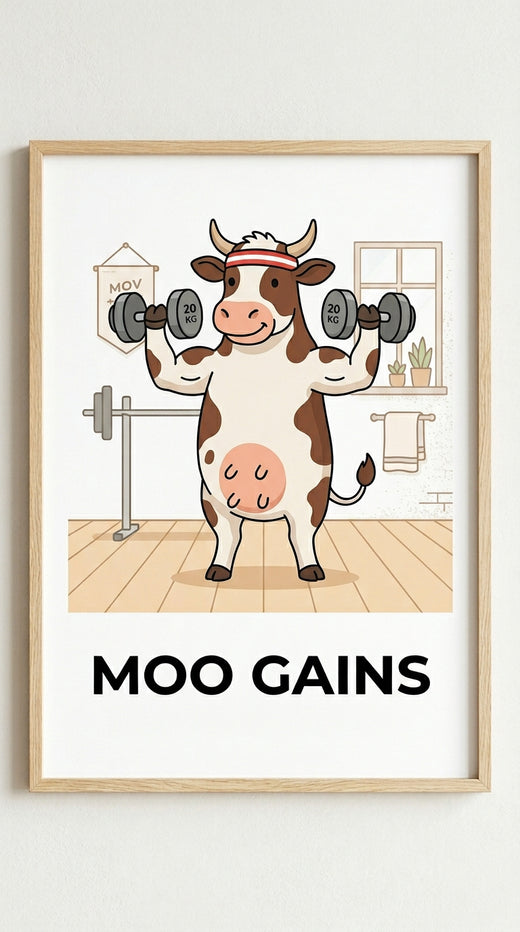 Moo Gains Animal Wall Art Print