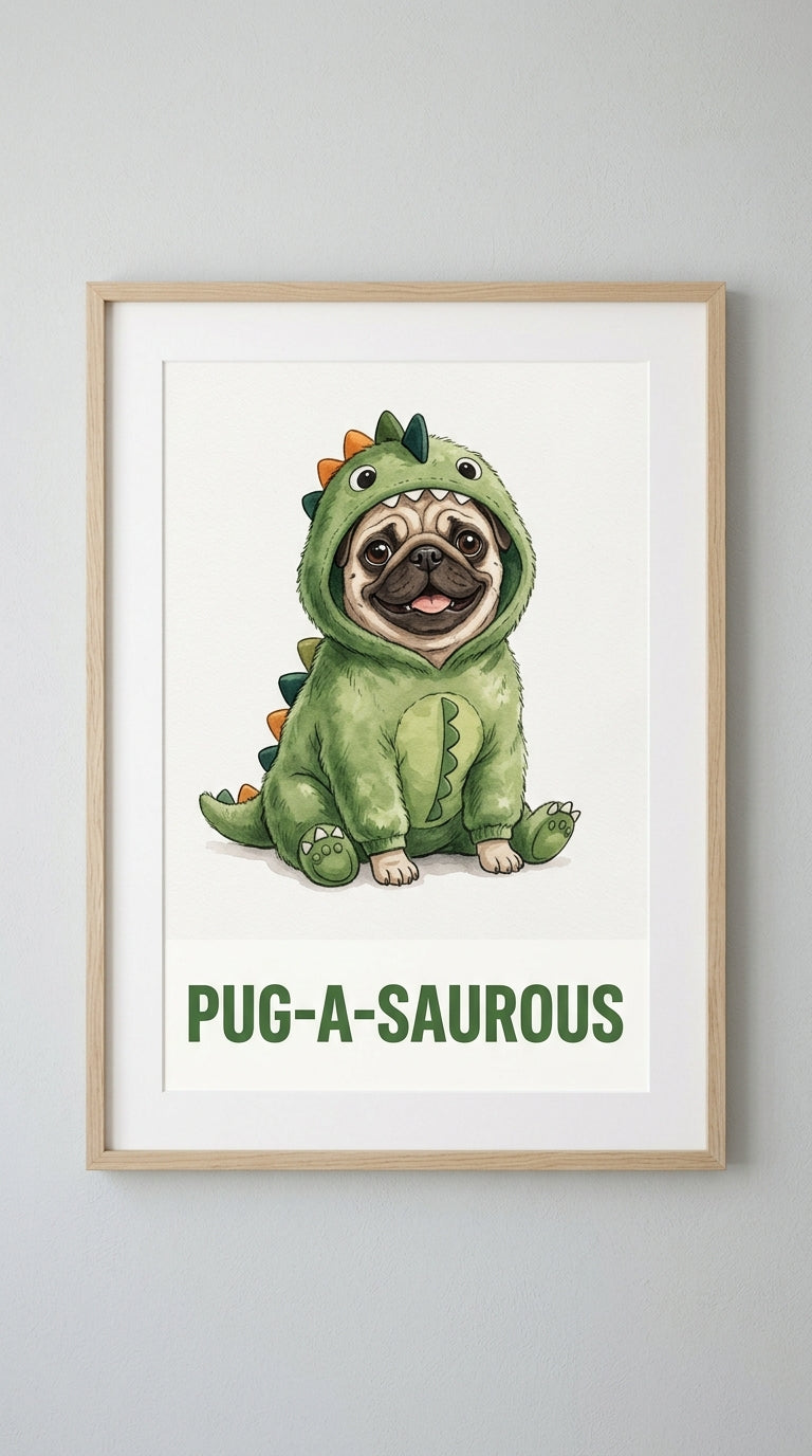 Pug-A-Saurous Animal Wall Art Print