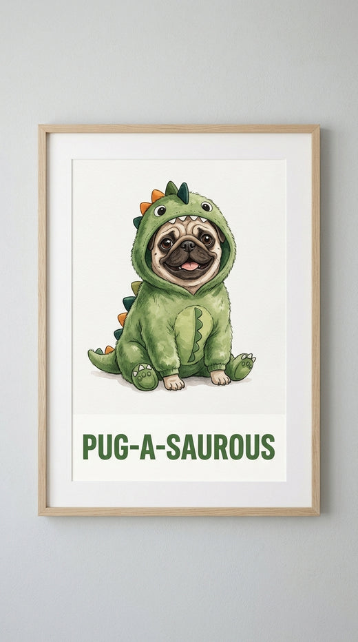Pug-A-Saurous Animal Wall Art Print