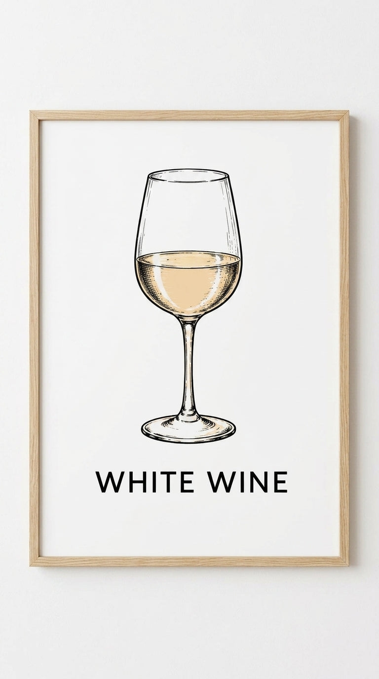 White Wine Drink Wall Art Print